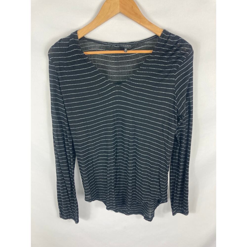 Lucky Brand Stripe Slouchy Stretch Long Sleeve Top Black Size XS